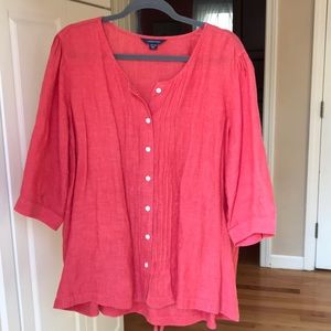 Lands End Washed Linen Buttoned down shirt